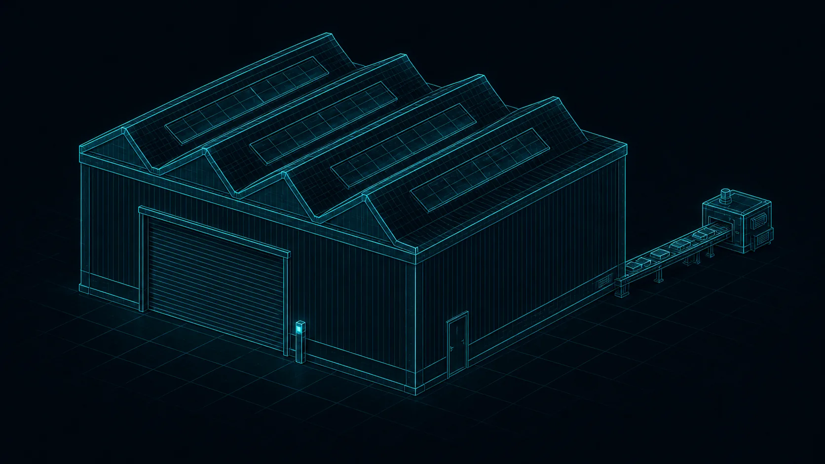 The works hall — blueprint illustration